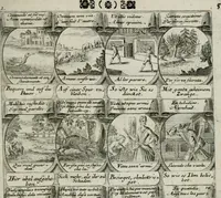 Picture 105 of 156 from M. Laurentii Wolfgangi Woyttens Emblematischer Parnassus : worauf die Musen, ihre Blumen-lese zu allerhand Freuden und Trauer-kränken halten. Um den Lob-werthen Tugend-chor durch angenehme rosen hergegen das ungezähmte Laster-thun mit wildem Dorn- und Distel-flor zu krönen (1727), leaf 186
