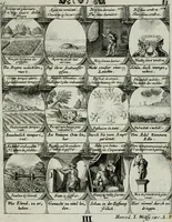 Picture 122 of 156 from M. Laurentii Wolfgangi Woyttens Emblematischer Parnassus : worauf die Musen, ihre Blumen-lese zu allerhand Freuden und Trauer-kränken halten. Um den Lob-werthen Tugend-chor durch angenehme rosen hergegen das ungezähmte Laster-thun mit wildem Dorn- und Distel-flor zu krönen (1727), leaf 214