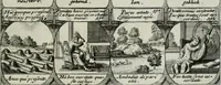 Picture 143 of 156 from M. Laurentii Wolfgangi Woyttens Emblematischer Parnassus : worauf die Musen, ihre Blumen-lese zu allerhand Freuden und Trauer-kränken halten. Um den Lob-werthen Tugend-chor durch angenehme rosen hergegen das ungezähmte Laster-thun mit wildem Dorn- und Distel-flor zu krönen (1727), leaf 250