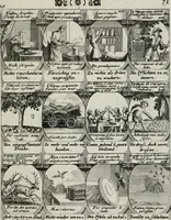 Picture 145 of 156 from M. Laurentii Wolfgangi Woyttens Emblematischer Parnassus : worauf die Musen, ihre Blumen-lese zu allerhand Freuden und Trauer-kränken halten. Um den Lob-werthen Tugend-chor durch angenehme rosen hergegen das ungezähmte Laster-thun mit wildem Dorn- und Distel-flor zu krönen (1727), leaf 252