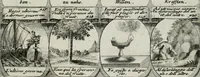 Picture 147 of 156 from M. Laurentii Wolfgangi Woyttens Emblematischer Parnassus : worauf die Musen, ihre Blumen-lese zu allerhand Freuden und Trauer-kränken halten. Um den Lob-werthen Tugend-chor durch angenehme rosen hergegen das ungezähmte Laster-thun mit wildem Dorn- und Distel-flor zu krönen (1727), leaf 254