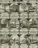 Picture 10 of 156 from M. Laurentii Wolfgangi Woyttens Emblematischer Parnassus : worauf die Musen, ihre Blumen-lese zu allerhand Freuden und Trauer-kränken halten. Um den Lob-werthen Tugend-chor durch angenehme rosen hergegen das ungezähmte Laster-thun mit wildem Dorn- und Distel-flor zu krönen (1727), leaf 28