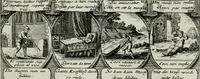 An illustration from M. Laurentii Wolfgangi Woyttens Emblematischer Parnassus : worauf die Musen, ihre Blumen-lese zu allerhand Freuden und Trauer-kränken halten. Um den Lob-werthen Tugend-chor durch angenehme rosen hergegen das ungezähmte Laster-thun mit wildem Dorn- und Distel-flor zu krönen (1727)