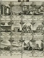 Picture 29 of 156 from M. Laurentii Wolfgangi Woyttens Emblematischer Parnassus : worauf die Musen, ihre Blumen-lese zu allerhand Freuden und Trauer-kränken halten. Um den Lob-werthen Tugend-chor durch angenehme rosen hergegen das ungezähmte Laster-thun mit wildem Dorn- und Distel-flor zu krönen (1727), leaf 62