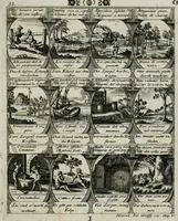 Picture 34 of 156 from M. Laurentii Wolfgangi Woyttens Emblematischer Parnassus : worauf die Musen, ihre Blumen-lese zu allerhand Freuden und Trauer-kränken halten. Um den Lob-werthen Tugend-chor durch angenehme rosen hergegen das ungezähmte Laster-thun mit wildem Dorn- und Distel-flor zu krönen (1727), leaf 70
