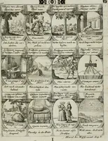 An illustration from M. Laurentii Wolfgangi Woyttens Emblematischer Parnassus : worauf die Musen, ihre Blumen-lese zu allerhand Freuden und Trauer-kränken halten. Um den Lob-werthen Tugend-chor durch angenehme rosen hergegen das ungezähmte Laster-thun mit wildem Dorn- und Distel-flor zu krönen (1727)