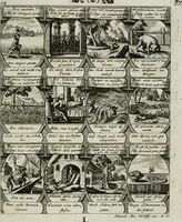 Picture 42 of 156 from M. Laurentii Wolfgangi Woyttens Emblematischer Parnassus : worauf die Musen, ihre Blumen-lese zu allerhand Freuden und Trauer-kränken halten. Um den Lob-werthen Tugend-chor durch angenehme rosen hergegen das ungezähmte Laster-thun mit wildem Dorn- und Distel-flor zu krönen (1727), leaf 84