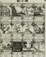 Picture 43 of 156 from M. Laurentii Wolfgangi Woyttens Emblematischer Parnassus : worauf die Musen, ihre Blumen-lese zu allerhand Freuden und Trauer-kränken halten. Um den Lob-werthen Tugend-chor durch angenehme rosen hergegen das ungezähmte Laster-thun mit wildem Dorn- und Distel-flor zu krönen (1727), leaf 86