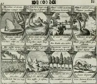 Picture 45 of 156 from M. Laurentii Wolfgangi Woyttens Emblematischer Parnassus : worauf die Musen, ihre Blumen-lese zu allerhand Freuden und Trauer-kränken halten. Um den Lob-werthen Tugend-chor durch angenehme rosen hergegen das ungezähmte Laster-thun mit wildem Dorn- und Distel-flor zu krönen (1727), leaf 90