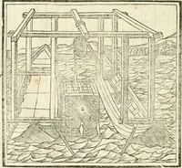 An illustration from M.L. Vitrvuio Pollione Di architettura : dal vero esemplare latino nella volgar lingua tradotto, e con le figure a suoi luoghi con mirãdo ordine insignito : anchora con la tauola alfabetica, nella quale facilmente si potra trouare la moltitudine de vocaboli a suoi luoghi cõ gran diligenza esposti e dichiarati : mai piu da alcuno altro fin al presente stampato a grande vtilita di ciascuno studioso (1535)