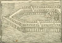 An illustration from M.L. Vitrvuio Pollione Di architettura : dal vero esemplare latino nella volgar lingua tradotto, e con le figure a suoi luoghi con mirãdo ordine insignito : anchora con la tauola alfabetica, nella quale facilmente si potra trouare la moltitudine de vocaboli a suoi luoghi cõ gran diligenza esposti e dichiarati : mai piu da alcuno altro fin al presente stampato a grande vtilita di ciascuno studioso (1535)