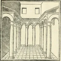 An illustration from M.L. Vitrvuio Pollione Di architettura : dal vero esemplare latino nella volgar lingua tradotto, e con le figure a suoi luoghi con mirãdo ordine insignito : anchora con la tauola alfabetica, nella quale facilmente si potra trouare la moltitudine de vocaboli a suoi luoghi cõ gran diligenza esposti e dichiarati : mai piu da alcuno altro fin al presente stampato a grande vtilita di ciascuno studioso (1535)