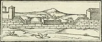An illustration from M.L. Vitrvuio Pollione Di architettura : dal vero esemplare latino nella volgar lingua tradotto, e con le figure a suoi luoghi con mirãdo ordine insignito : anchora con la tauola alfabetica, nella quale facilmente si potra trouare la moltitudine de vocaboli a suoi luoghi cõ gran diligenza esposti e dichiarati : mai piu da alcuno altro fin al presente stampato a grande vtilita di ciascuno studioso (1535)