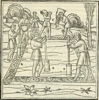 An illustration from M.L. Vitrvuio Pollione Di architettura : dal vero esemplare latino nella volgar lingua tradotto, e con le figure a suoi luoghi con mirãdo ordine insignito : anchora con la tauola alfabetica, nella quale facilmente si potra trouare la moltitudine de vocaboli a suoi luoghi cõ gran diligenza esposti e dichiarati : mai piu da alcuno altro fin al presente stampato a grande vtilita di ciascuno studioso (1535)