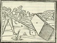 An illustration from M.L. Vitrvuio Pollione Di architettura : dal vero esemplare latino nella volgar lingua tradotto, e con le figure a suoi luoghi con mirãdo ordine insignito : anchora con la tauola alfabetica, nella quale facilmente si potra trouare la moltitudine de vocaboli a suoi luoghi cõ gran diligenza esposti e dichiarati : mai piu da alcuno altro fin al presente stampato a grande vtilita di ciascuno studioso (1535)