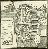 An illustration from M.L. Vitrvuio Pollione Di architettura : dal vero esemplare latino nella volgar lingua tradotto, e con le figure a suoi luoghi con mirãdo ordine insignito : anchora con la tauola alfabetica, nella quale facilmente si potra trouare la moltitudine de vocaboli a suoi luoghi cõ gran diligenza esposti e dichiarati : mai piu da alcuno altro fin al presente stampato a grande vtilita di ciascuno studioso (1535)