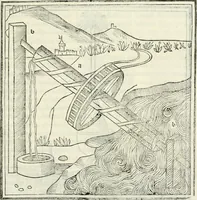 An illustration from M.L. Vitrvuio Pollione Di architettura : dal vero esemplare latino nella volgar lingua tradotto, e con le figure a suoi luoghi con mirãdo ordine insignito : anchora con la tauola alfabetica, nella quale facilmente si potra trouare la moltitudine de vocaboli a suoi luoghi cõ gran diligenza esposti e dichiarati : mai piu da alcuno altro fin al presente stampato a grande vtilita di ciascuno studioso (1535)