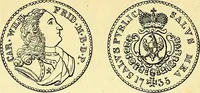 An illustration from Münz-Cabinet. : le cabinet des monnaies du voyageur et du négociant, ou représentation des monnaies courantes des différens pays... recueillies et publiées par Engelmann père et fils... The Traveller's and merchant's cabinet of moneys.. (1835)