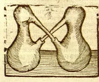 Picture 4 of 46 from The vertuose boke of distyllacyon of the waters of all maner of herbes ?with the fygures of the styllatoryes /fyrst made and compyled by the thyrte yeres study and labour of the moste conynge and famous master of phisyke Master Jherom Bruynswyke ; and now newly translate out of Duyche into Englysshe, not only to the synguler helpe and profyte of the surgyens, phisycyens and apothecaryes, but also of all maner of people parfytely and in dewe tyme and ordre to lerne to dystyll all maner of herbes to the profit, cure, & remedy of all maner dysieases and infirmytees apparant and nat apparant, and ye shall understande that the waters be better than the herbes as Avicenna testefyeth in his fourth canon saynge that all maner medicynes used with theyr substance febleth and maketh aged and weke. (1527), leaf 23