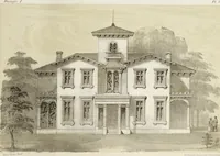 An illustration from The model architect : a series of original designs for cottages, villas, suburban residences, etc., accompanied by explanations, specifications, estimates, and elaborate details : prepared expressly for the use of projectors and artisans throughout the United States (1852)