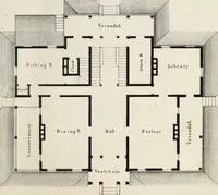 An illustration from The model architect : a series of original designs for cottages, villas, suburban residences, etc., accompanied by explanations, specifications, estimates, and elaborate details : prepared expressly for the use of projectors and artisans throughout the United States (1852)