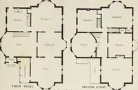 An illustration from The model architect : a series of original designs for cottages, villas, suburban residences, etc., accompanied by explanations, specifications, estimates, and elaborate details : prepared expressly for the use of projectors and artisans throughout the United States (1852)