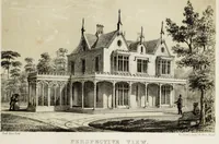 An illustration from The model architect : a series of original designs for cottages, villas, suburban residences, etc., accompanied by explanations, specifications, estimates, and elaborate details : prepared expressly for the use of projectors and artisans throughout the United States (1852)