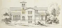 An illustration from The model architect : a series of original designs for cottages, villas, suburban residences, etc., accompanied by explanations, specifications, estimates, and elaborate details : prepared expressly for the use of projectors and artisans throughout the United States (1852)