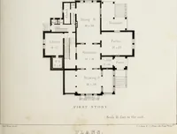 An illustration from The model architect : a series of original designs for cottages, villas, suburban residences, etc., accompanied by explanations, specifications, estimates, and elaborate details : prepared expressly for the use of projectors and artisans throughout the United States (1852)