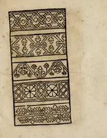 Picture 27 of 34 from Modelbüch neuw aller art Nehens uñ Stickens : jetzund wider mit vil Mödlen vnd Stahlen : allen Steinmetzen, Seidenstickern, vnnd Neterin sehr nützlich vnnd lustig zügericht (1562), leaf 61