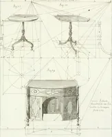 An illustration from Modell- und Zeichnungsbuch für Ebenisten, Tischer, Tapezirer und Stuhlmacher : und sonst für jeden Liebhaber des guten Geschmacks bey Möblirung und Einrichtung der Putz- und Prachtzimmer (1794)