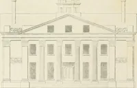 An illustration from The modern architect : or, Every carpenter his own master ; embracing plans, elevations, specifications, framing, etc., for private houses, classic dwellings, churches, &c. to which is added a new system of stair-building (1854)