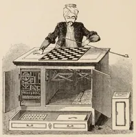 An illustration from Moderne Wunder : natürliche Erklärung der neueren und älteren Geheimnisse der Spiritisten und Antispiritisten, Geistercitierer, Hellseher, Gedankenleser, Heilmedien, Mnemotechniker, Rechenkünstler : sowie der neueren sensationellen Wunder und Darstellungen aus dem Gebiete der Optik, Physik und Mechanik (1897)