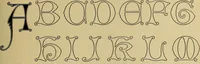 An illustration from Modern lettering, artistic and practical; a thorough and practical text-book for use in schools and colleges and for the self-instruction of architects, artists, decorators and sign writers; the construction of pen and ink designs for commercial uses; advertisements, letter heads, business cards, inscriptions, memorials, resolutions, etc. (1913)