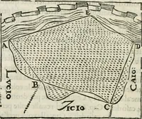 An illustration from Modo del dividere l'allvvioni da qvello di Bartolo, et de gli agrimensori diverso. Mostrato con ragioni mathematiche & con pratica (1579)