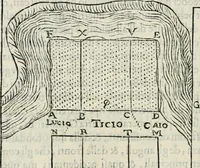 An illustration from Modo del dividere l'allvvioni da qvello di Bartolo, et de gli agrimensori diverso. Mostrato con ragioni mathematiche & con pratica (1579)