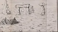 An illustration from Monumens celtiques; ou, Recherches sur le culte des pierres, précédées d'une notice sur les Celtes et sur les druides, et suivies d'étymologies celtiques (1805)