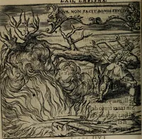 An illustration from Monumenta emblematorum Christianorum virtutum : tum politicarum, tum oeconomicarum chorum centuria una adumbrantia. ... (1619)