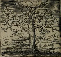 An illustration from Monumenta emblematorum Christianorum virtutum : tum politicarum, tum oeconomicarum chorum centuria una adumbrantia. ... (1619)