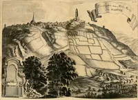 An illustration from Monumenta Paderbornensia : ex historia Romana, Francica, Saxonica eruta, et novis inscriptionibus, figuris, tabulis geographicis & notis illustrata. Accedunt Caroli M. Capitulatio de partibus Saxoniae, ex antiquissimo MS. Palatino Bibliothecae Vaticanae, & Panegyricus Paderbornensis (1672)