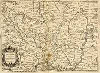 An illustration from Monumenta Paderbornensia : ex historia Romana, Francica, Saxonica eruta, et novis inscriptionibus, figuris, tabulis geographicis & notis illustrata. Accedunt Caroli M. Capitulatio de partibus Saxoniae, ex antiquissimo MS. Palatino Bibliothecae Vaticanae, & Panegyricus Paderbornensis (1672)