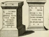 An illustration from Monumenta Patauina, Sertorii Vrsati studio collecta, digesta, explicata, suisque iconibus expressa (1652)