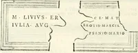 An illustration from Monumentum sive columbarium libertorum et servorum Liviae Augustae et Caesarum : Romae detectum in Via Appia, anno M.D.CC.XXVI. (1727)