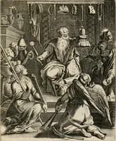 An illustration from Moralia Horatiana, das ist, Die Horatzische sitten-lehre : aus der ernst-sittigen geselschaft der alten weise-meister gezogen, und mit 113 [i.e. 103] in kupfer gestochenen sinn-bildern, und eben so viel erklärungen und andern anmärkungen vorgestellet (1656)