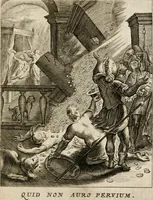 Picture 52 of 108 from Moralia Horatiana, das ist, Die Horatzische sitten-lehre : aus der ernst-sittigen geselschaft der alten weise-meister gezogen, und mit 113 [i.e. 103] in kupfer gestochenen sinn-bildern, und eben so viel erklärungen und andern anmärkungen vorgestellet (1656), leaf 110