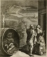 An illustration from Moralia Horatiana, das ist, Die Horatzische sitten-lehre : aus der ernst-sittigen geselschaft der alten weise-meister gezogen, und mit 113 [i.e. 103] in kupfer gestochenen sinn-bildern, und eben so viel erklärungen und andern anmärkungen vorgestellet (1656)