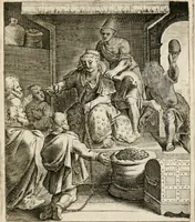 An illustration from Moralia Horatiana, das ist, Die Horatzische sitten-lehre : aus der ernst-sittigen geselschaft der alten weise-meister gezogen, und mit 113 [i.e. 103] in kupfer gestochenen sinn-bildern, und eben so viel erklärungen und andern anmärkungen vorgestellet (1656)