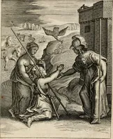 Picture 4 of 108 from Moralia Horatiana, das ist, Die Horatzische sitten-lehre : aus der ernst-sittigen geselschaft der alten weise-meister gezogen, und mit 113 [i.e. 103] in kupfer gestochenen sinn-bildern, und eben so viel erklärungen und andern anmärkungen vorgestellet (1656), leaf 14