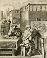An illustration from Moralia Horatiana, das ist, Die Horatzische sitten-lehre : aus der ernst-sittigen geselschaft der alten weise-meister gezogen, und mit 113 [i.e. 103] in kupfer gestochenen sinn-bildern, und eben so viel erklärungen und andern anmärkungen vorgestellet (1656)