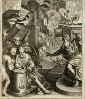 An illustration from Moralia Horatiana, das ist, Die Horatzische sitten-lehre : aus der ernst-sittigen geselschaft der alten weise-meister gezogen, und mit 113 [i.e. 103] in kupfer gestochenen sinn-bildern, und eben so viel erklärungen und andern anmärkungen vorgestellet (1656)
